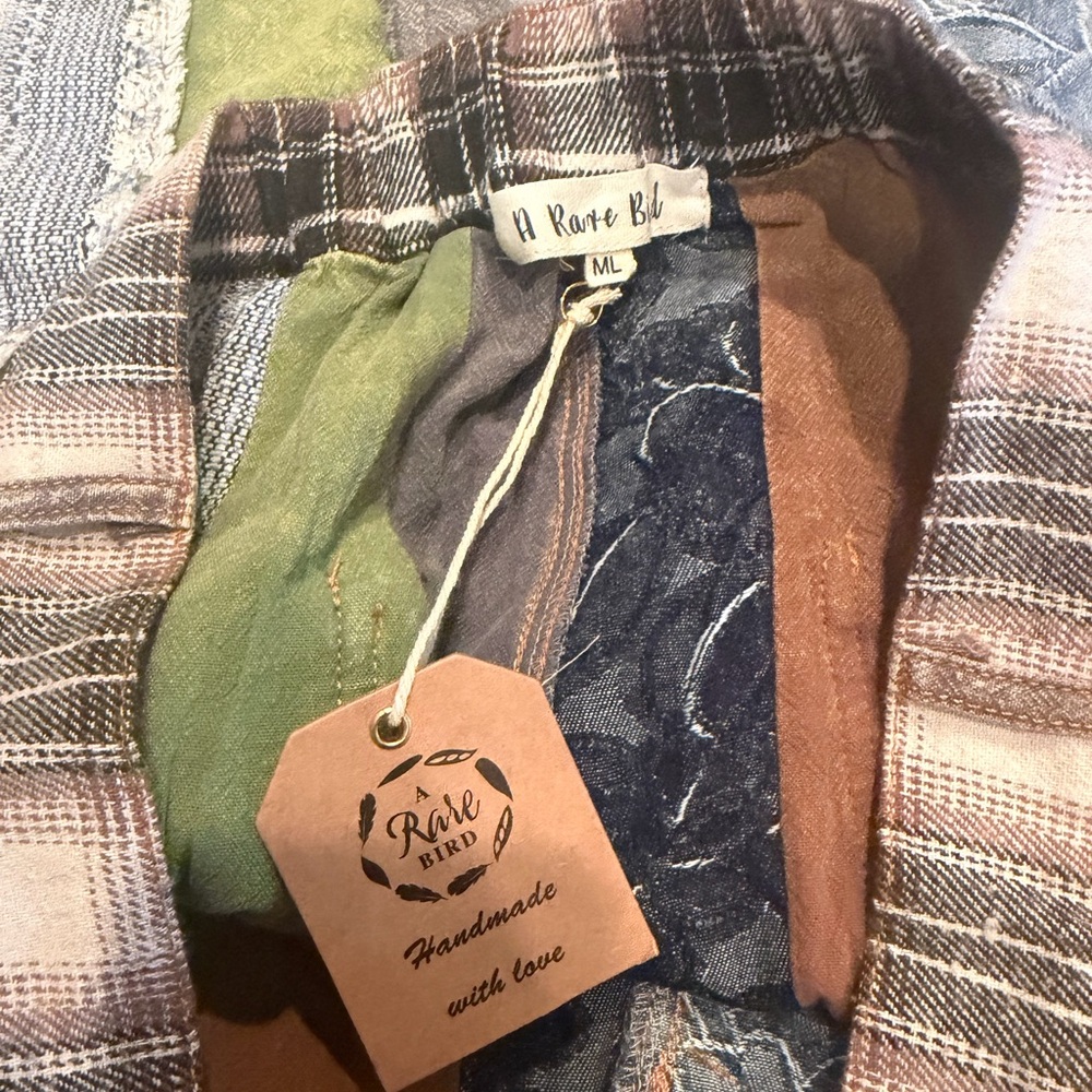 Custom Boho Patchwork Wide-Leg Pants with Button … - image 3